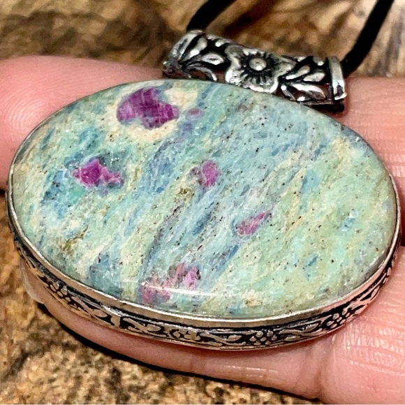 Thick Bail- Ruby Fuchsite Pendant 1 1/2”x 1 1/2” - Picture 6 of 11